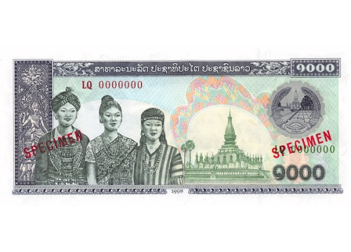 Банкнота Лаос 1000 (тысяча) кип 1998 год. Pick 32AaS. UNC